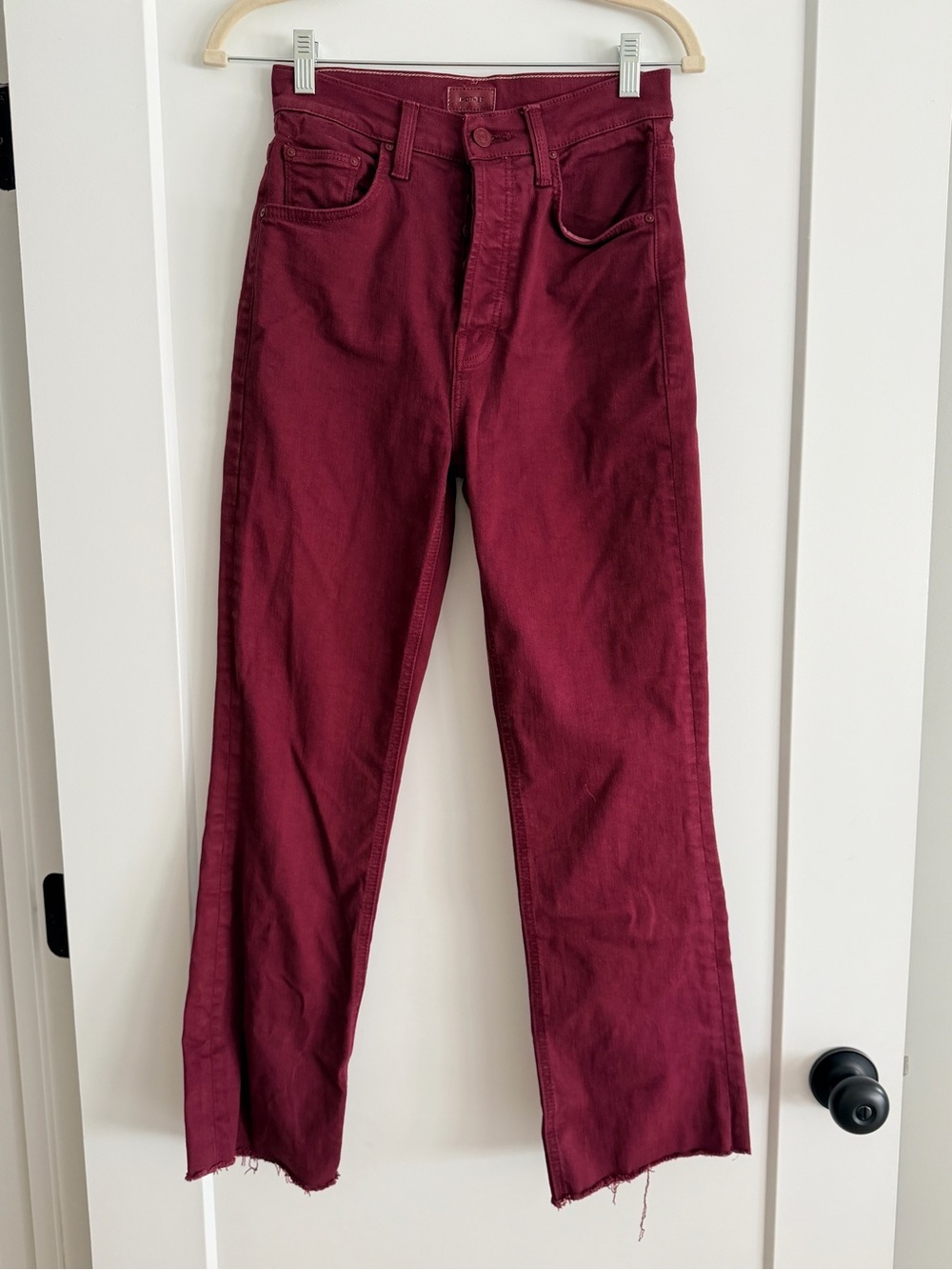 MOTHER The Tripper Ankle Fray Jeans in Rich Wine